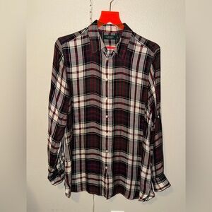 Lauren Ralph Lauren Green & Red Plaid Button-Down Shirt – Size L